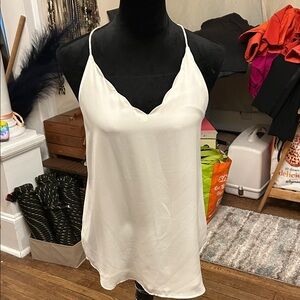 LOFT White Satin Spaghetti Strap Cami